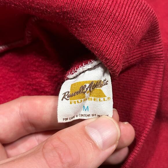 Vintage 70s Russell Athletic UNION Lacrosse School Hoodie Boxy USA Medium - Picture 4 of 5